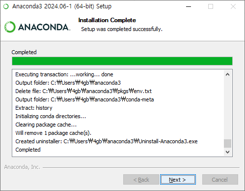 Figure 8. Completion of Anaconda Installation