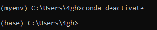 Figure 5. How to deactivate an Anaconda virtual environment