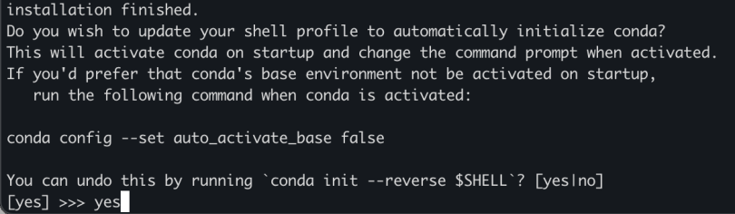 Figure 20. Initializing Anaconda after installation (CLI)