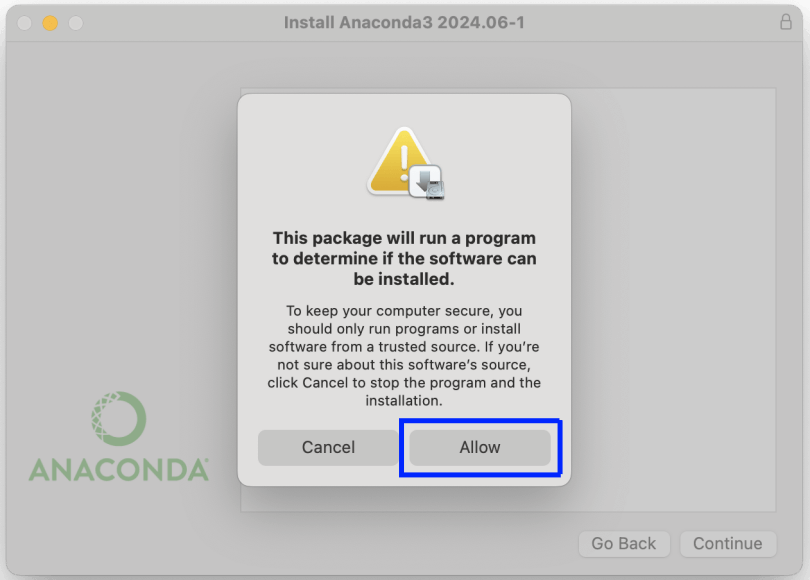 Figure 4. Install Anaconda on macOS (GUI)