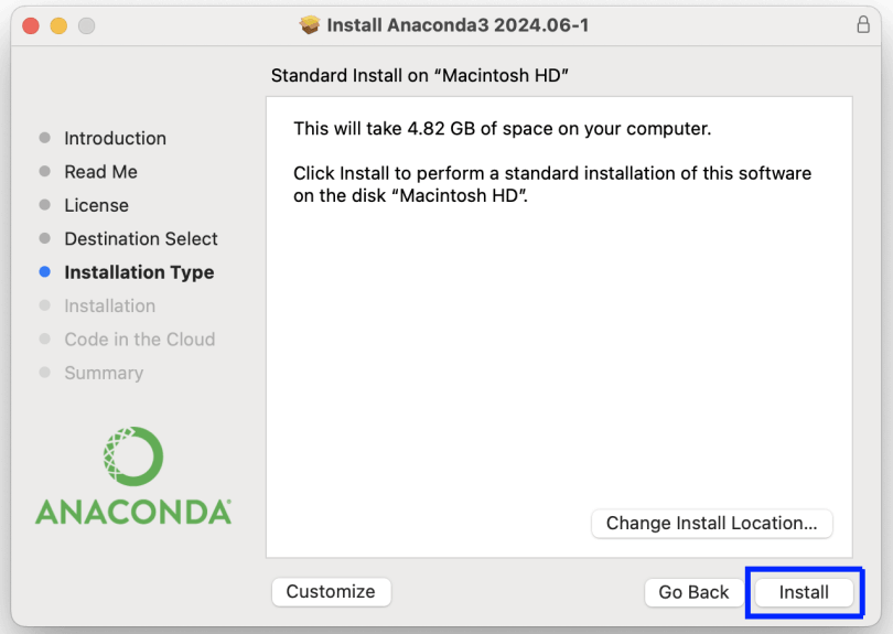 Figure 13. Starting the Anaconda installation (GUI)