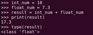 Figure 8. The result of adding an integer and a floating-point number is a floating-point number in Python