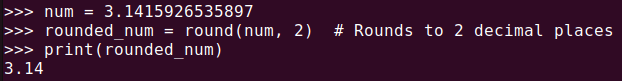 Figure 7. Python rounds floating-point numbers using the round() function