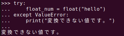 図4. Python float()で変換できない場合の例外処理