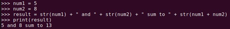 Figure 2. Using Python's str() to print numeric values with strings