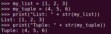 Figure 3. Converting a list or tuple to a string using Python's str()