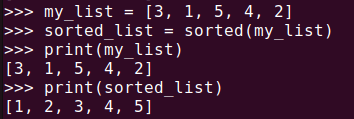 Figure 7. Using Python's sorted() function to keep the original list unchanged