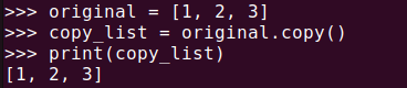 Figure 11. Copying a list in Python using a shallow copy