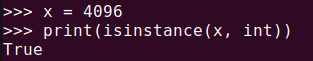 Figure 1. Checking an integer type using Python isinstance()