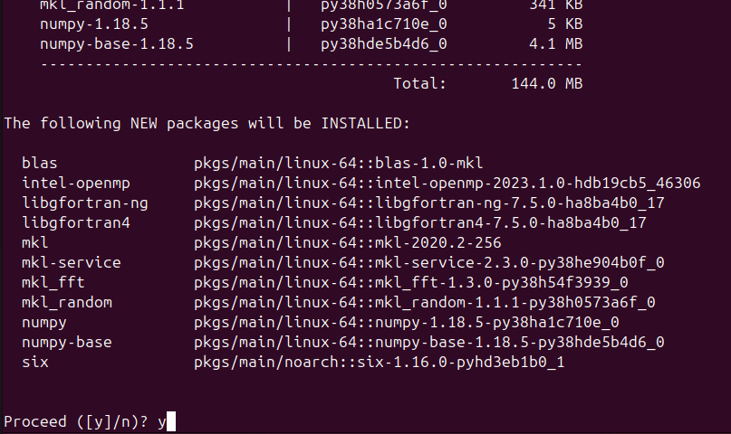 Figure 2. Installing a specific version of a package using conda install.