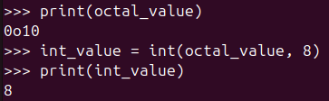 Figure 5. Converting the oct() output back to a decimal integer