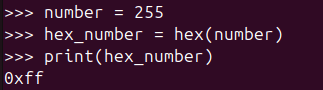 Figure 1. Converting a decimal number to a hexadecimal string using Python hex() function