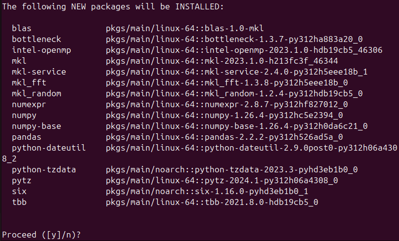 Figure 1. Installing a package using conda install.