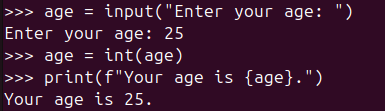 Figure 2. Converting the string "25" into a number using the Python int() function