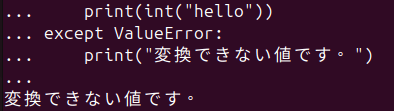 図6. Python int() で変換できない値に対する例外処理