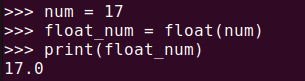 Figure 1. Python converts integer 17 to floating-point number 17.0