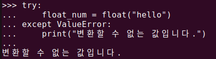 그림 4. 파이썬 float()로 변환할 수 없는 경우에 대한 예외 처리