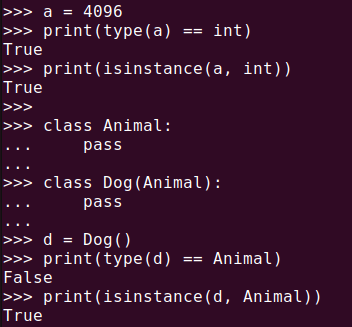 Figure 5. When to use isinstance() instead of type() to check for parent class instances