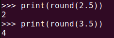 Figure 3. Banker's rounding in Python's round() function