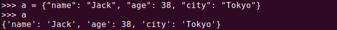 Figure 1. Creating a Python dictionary using curly braces