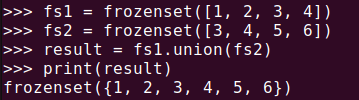 그림 2. 파이썬 frozenset(): union() 메서드로 합집합 구하기