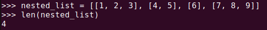 그림 4. 파이썬 len(): 중첩된 리스트의 개수 구하기
