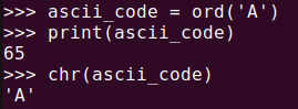 図4. Python ord() で ASCII コードを取得し、再び chr() で文字に変換