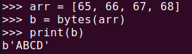 図3. Pythonのbytes()でリストをバイトオブジェクトに変換