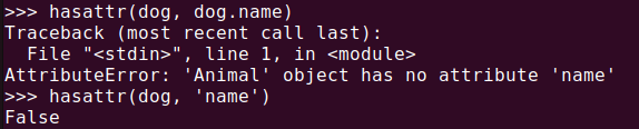 Figure 5. AttributeError raised when attempting to access non-existent attributes directly