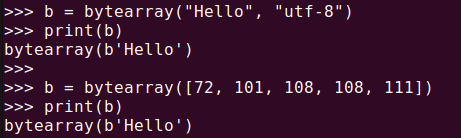 그림 1. 파이썬 bytearray()로 바이트 배열 생성하기