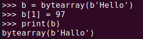 그림 2. 파이썬 바이트 배열의 값 수정하기