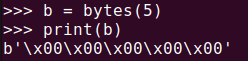 図1. Pythonのbytes()で5バイト長のバイトオブジェクトを生成